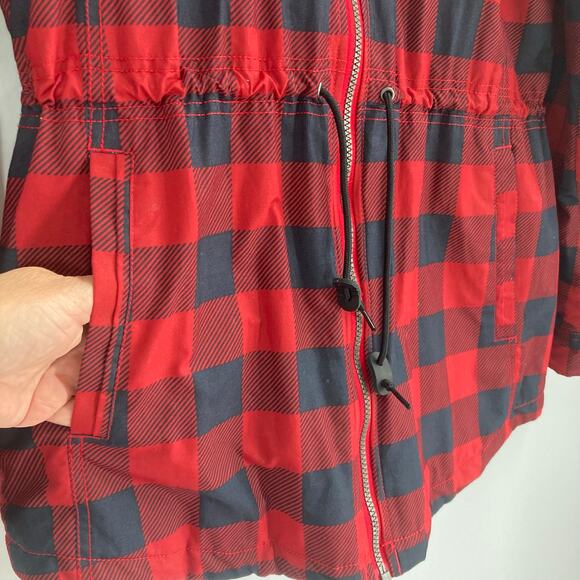 COLUMBIA Chatfield Hill Jacket Women Small Red Black Buffalo Plaid Sherpa Lined - Picture 4 of 16